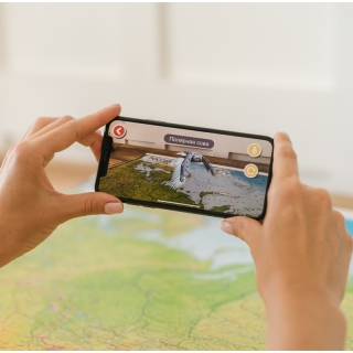 Карта "Россия" физическая Globen, 1:7,5 млн., 1160*800мм, интерактивная, с ламинацией