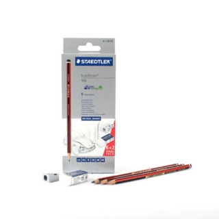 Набор чернографитовых карандашей 6 штук+точилка+ластик