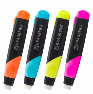 Ластик выдвижной BRAUBERG "Blaster", 112х21х24мм, белый, пластиковый держатель ассорти, 223593