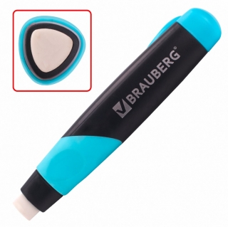 Ластик выдвижной BRAUBERG "Blaster", 112х21х24мм, белый, пластиковый держатель ассорти, 223593