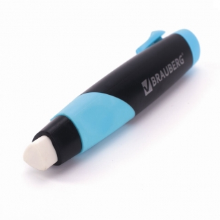 Ластик выдвижной BRAUBERG "Blaster", 112х21х24мм, белый, пластиковый держатель ассорти, 223593