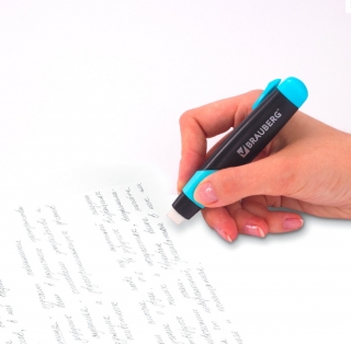 Ластик выдвижной BRAUBERG "Blaster", 112х21х24мм, белый, пластиковый держатель ассорти, 223593