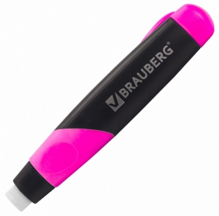 Ластик выдвижной BRAUBERG "Blaster", 112х21х24мм, белый, пластиковый держатель ассорти, 223593