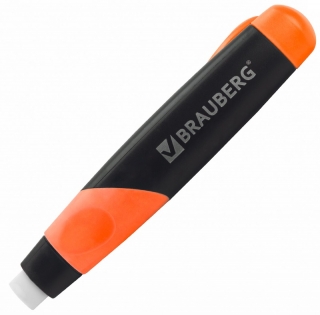 Ластик выдвижной BRAUBERG "Blaster", 112х21х24мм, белый, пластиковый держатель ассорти, 223593