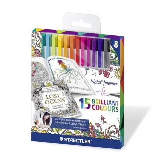 Набор капиллярных ручек Triplus Johanna Basford, 15 цветов