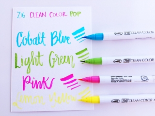 Акварельные маркеры-кисти ZIG Clean Color Real Brush, набор «Pop Colours», 4 цвета