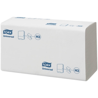 Полотенца бумажные лист. Tork Universal (ZZ-сл)(H3) 1 слойн., 250л/пач, 23*23см, белые