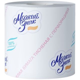 Бумага туалетная Мягкий знак, 51+2,55м, 1 слойн., белая