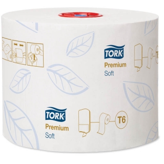 Бумага туалетная Tork Premium(Т6) 2-слойная, Mid-size рулон, 90м/рул, мягкая, тиснение, белая
