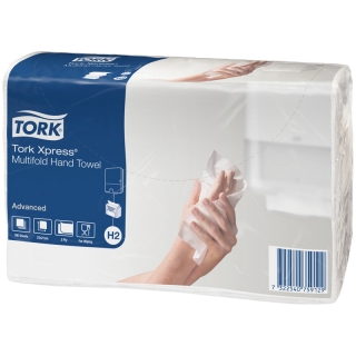 Полотенца бумажные лист. Tork XpressMultifold Advanced(Z-сл)(Н2), 2-слойные,190л/пач,21*23, белые
