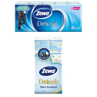 Платки бумажные носовые Zewa Deluxe 3-слойные, 19*21см, белые, 10 пачек по 10шт.