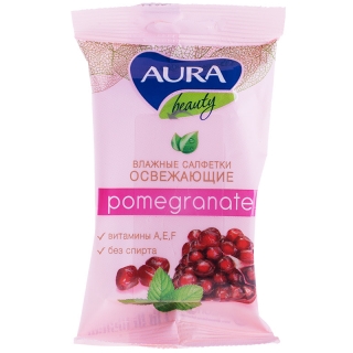 Салфетки влажные Aura Beauty, 15шт., освежающие