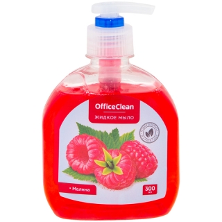 Мыло жидкое OfficeClean Малина, с дозатором, 300мл