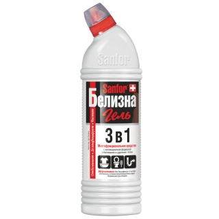 Средство чистящее отбеливающее Sanfor Белизна-гель 3 в1 с комплексным действием, 1л