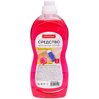 Средство для мытья полов OfficeClean Роза, концентрат, 1л