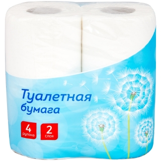 Бумага туалетная OfficeClean 2-слойная, 4шт., тиснение, белая