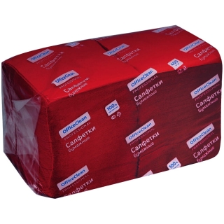 Салфетки бумажные OfficeClean Professional Profi Pack, 1 слойн., 24*24см, бордо, 400шт.