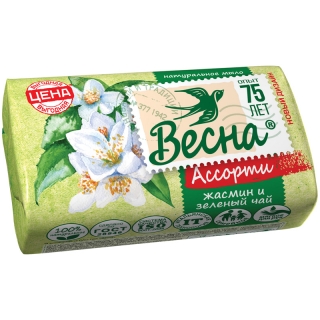 Мыло туалетное Весна Жасмин и зеленый чай, бумажная обертка, 90г