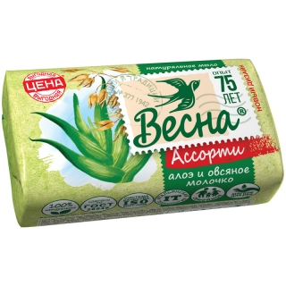 Мыло туалетное Весна Алоэ и овсяное молочко, бумажная обертка, 90г