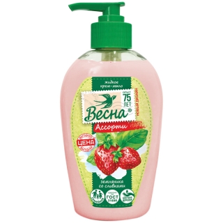Мыло-крем жидкое Весна Земляника со сливками, с дозатором, 280мл
