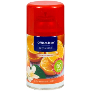 Сменный баллон для освежителя воздуха OfficeClean Солнечный цитрус, сухое распыление, 250мл