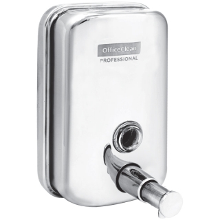 Диспенсер для жидкого мыла OfficeClean Professional, наливной, механический, нержавеющая сталь, 0,5л
