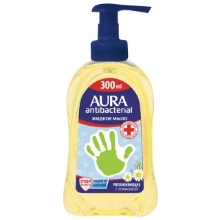 Мыло жидкое Aura Antibacterial. Экстракт ромашки, с дозатором, 300мл