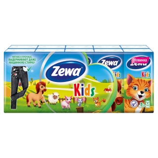 Платки бумажные носовые Zewa Kids, детские, 10 пачек по 10шт.