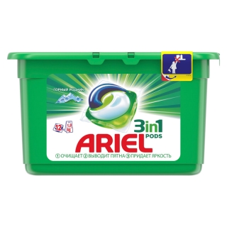 Капсулы для машинной стирки Ariel Горный родник, 3в1 Pods, 12шт.*27г