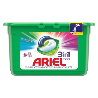 Капсулы для машинной стирки Ariel Color, 3в1 Pods, 12шт.*27г