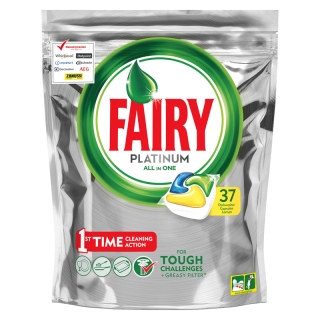 Капсулы для посудомоечной машины Fairy Platinum. All in 1. Лимон, 37шт.