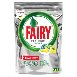 Капсулы для посудомоечной машины Fairy Platinum. All in 1. Лимон, 50шт.