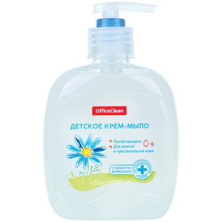 Мыло-крем жидкое OfficeClean Детское с ромашкой, антибактериальное, с дозатором, 300мл