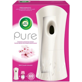 Комплект освежитель воздуха авт. и смен. блок Airwick Freshmatic Pure. Цветущая вишня, 250мл