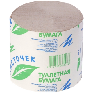 Бумага туалетная Листочек, без втулки, серая, 22м