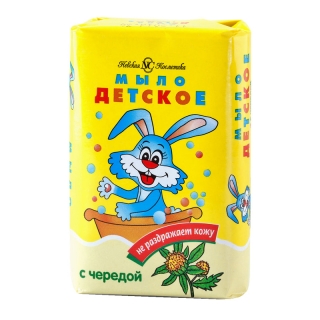 Мыло туалетное Невская Косметика Детское, с чередой, бумажная обертка, 90г