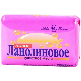 Мыло туалетное Невская Косметика Новое Ланолиновое, бумажная обертка, 90г