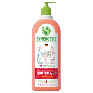 Средство для мытья посуды, фруктов, игрушек Synergetic Арбуз, антибактериальный, концентрат, с дозатором, 1л