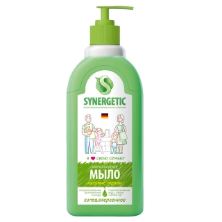 Мыло жидкое Synergetic Луговые травы, биоразлагаемое, с дозатором, 500мл