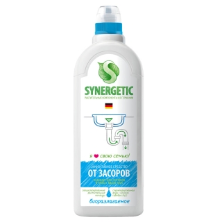 Средство для чистки и профилактики в засоров канализационных трубах Synergetic, биоразлагаемое, 1л