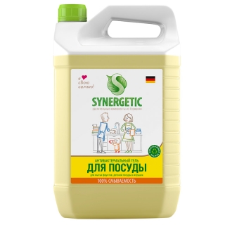 Средство для мытья посуды, фруктов, игрушек Synergetic Лимон, антибакт., концентрат, канистра, 5л