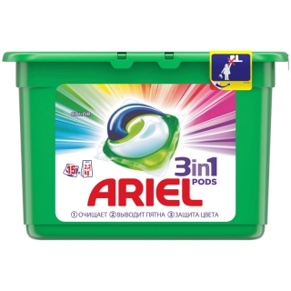 Капсулы для машинной стирки Ariel Color, 3в1 Pods, 15шт.*27г