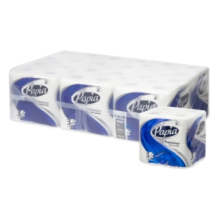 Бумага туалетная Papia Professional, 3 сл., мини-рулон, 16,8 м/рул, 8шт, двойн. тиснение, белая