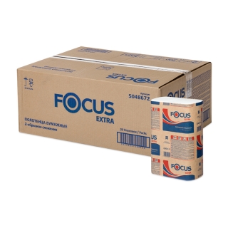 Полотенца бумажные лист. Focus Extra (Z-сл), 2-сл., 200л/пач. 21,5*24см, тисн., белые
