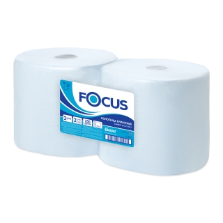 Протирочное индустриальное полотенце для рук в рулоне Focus Jumbo 2-слойная, 350м/рул, 24*35см, голубой