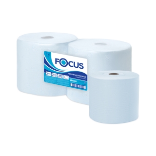 Протирочное индустриал. полотенце для рук в рулоне Focus Jumbo 2-слойная, 350м/рул, 33*35см, голубой