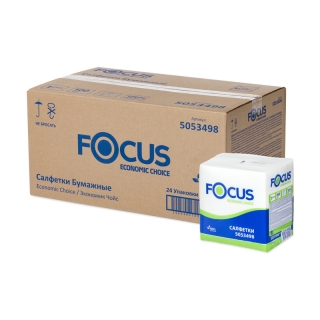 Салфетки бумажные Focus Economic, 1 слойн., 24*24см, белые, 100 шт