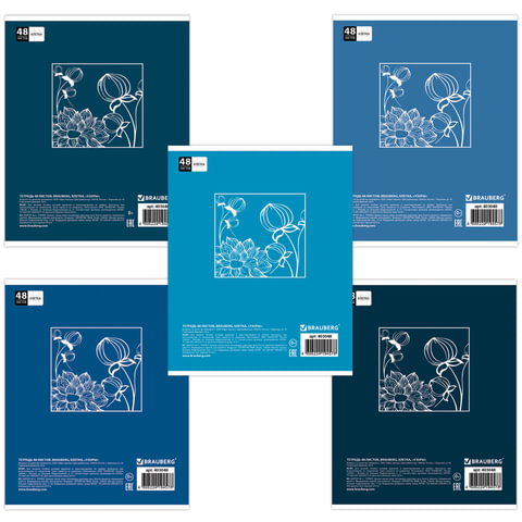 Тетрадь в клетку А5, 48 листов, BRAUBERG, тиснение фольгой "Узоры"