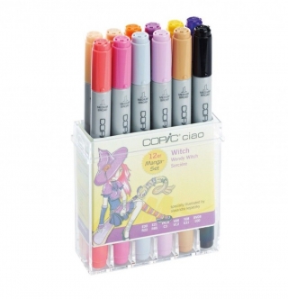 Набор маркеров для рисования Copic Ciao "Witch", двусторонние с кистью, 12 цветов