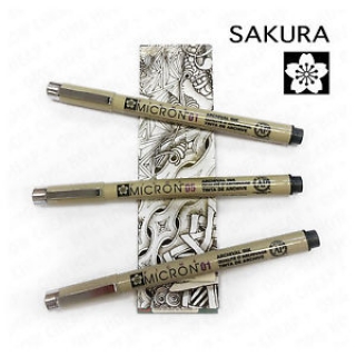 Набор капиллярных ручек-линеров Sakura Pigma Micron Zentangle, черные, 3 шт. от 0.25 до 0.45мм